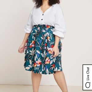 Eloquii Printed Midi Skirt w/ Tie Waist